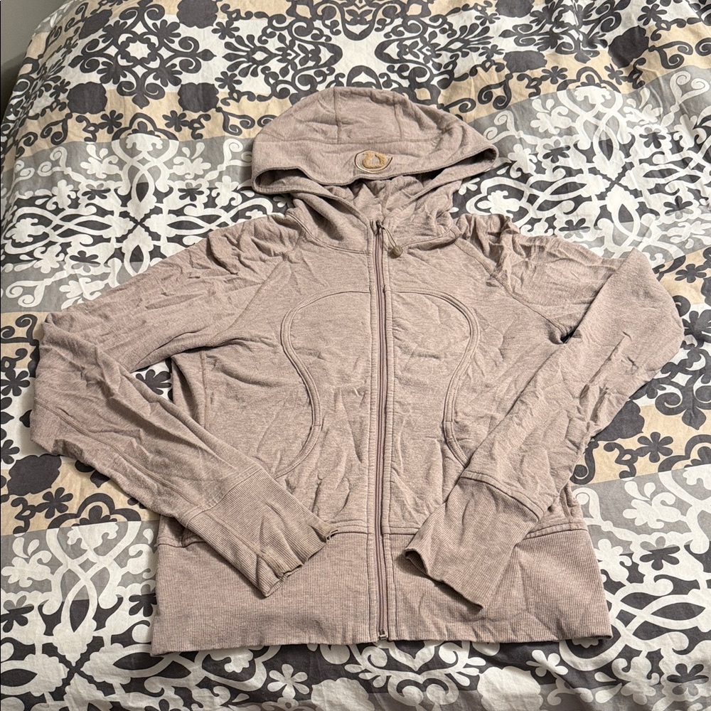 Vintage LuluLemon - lightweight Scuba, Light Pink/brown Hooded Zip-Up Jacket